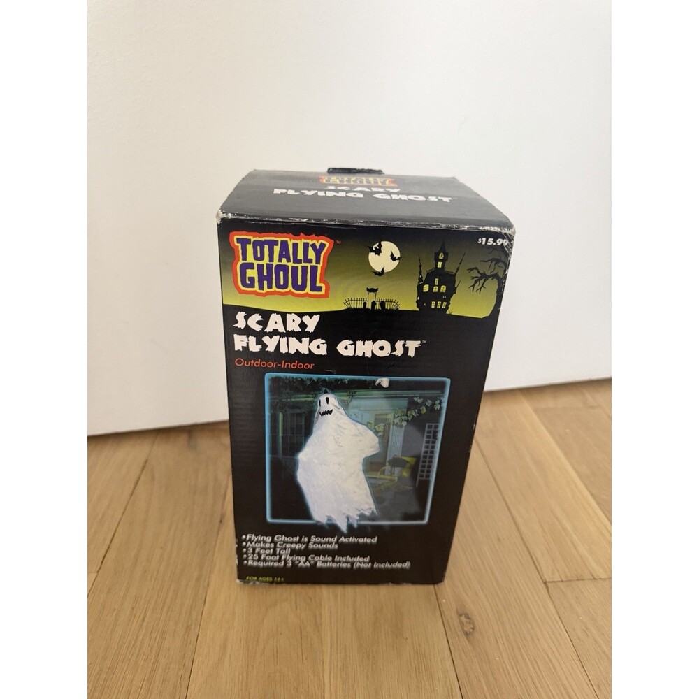 Vtg Tekky Toys Scary Flying Ghost 3’ Tall Halloween Prop Creepy Sounds Flies 25’